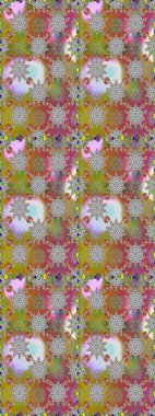 Kusursuz bir arka plan modeli. Yapraklı çiçekler ve kır ve doğal renklerde papatya çiçekleri. Raster - stok.