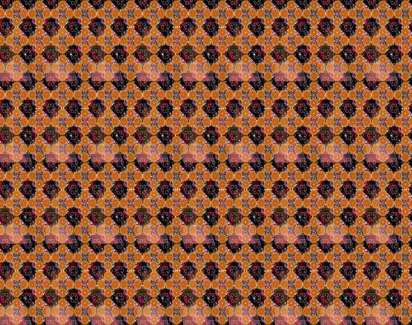 Çiçeksel çizim kalıbının yansıması. Vadinin turuncu renkli çiçekleri.