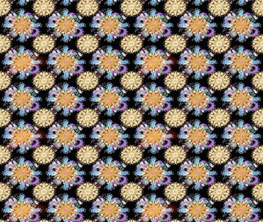 Moda baskıları için zarif bir şablon. Siyah ve bej çiçekli bahar çiçekleri. Küçük renkli çiçekler. Küçük çiçekte güzel bir desen. Motley illüstrasyonu.