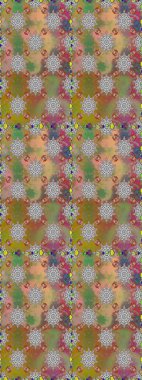 Raster. Gri ve kahverengi renkte güzel çiçekler, suluboya çiçek desenleri, duvar kağıdı, kart veya kumaş için fayanslı desenler..