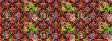 Kırmızı ve kahverengi renkte çiçekler. Renkli bahar temalı eskiz kalıbı. Düz Çiçek Elementleri Tasarım Raster illüstrasyonu. Çiçekli çiçek deseni, suluboya..