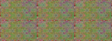 Raster illüstrasyonu. Kusursuz çiçek deseni. Asya tekstil tarzında. Yeşil ve nötr renklerde çiçekler. Raster illüstrasyonu.