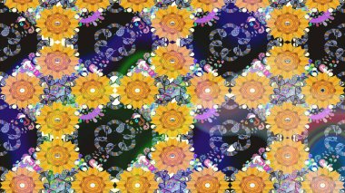 Çiçek desenli raster, sarı çizgi grafik desenli soyut raster arkaplan. Modern stil dokusu.