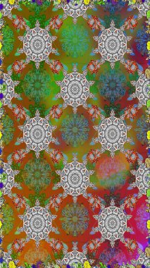 Kahverengi renkli çiçekler. Renkli Bahar Temalı Kusursuz Arkaplan. Düz Çiçek Elementleri Tasarımı. Çiçekle kusursuz desen.