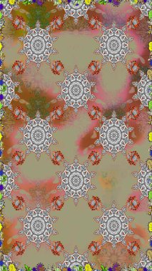 Tarafsız ve gri renklerde. Raster illüstrasyonu. 3D çiçekler, pürüzsüz.