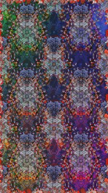 El çizimi. Güzel kumaş deseni. Çiçekler, dallar, bitkiler ve çiçekler. Raster illüstrasyonu.