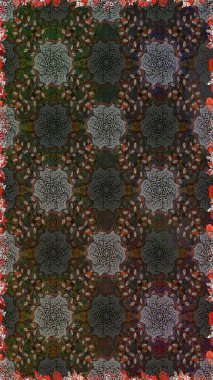 Gri ve kahverengi renkte güzel çiçekler, suluboya çiçek desenleri, duvar kağıdı, kart veya kumaş için fayanslı desenler. Raster..