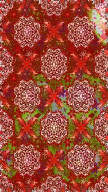 Şirin karalama çiçekleri olan kusursuz çiçek desenleri. El yapımı çiçek ve bitki koleksiyonu. Raster illüstrasyonu. Robot resim tarzı kırmızı ve kahverengi renkler. Raster illüstrasyonu.