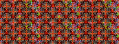 Kırmızı ve kahverengi renkli Asya tekstili. Çiçek desenli çizim. Raster illüstrasyonu.