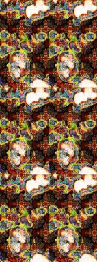 Raster illüstrasyonu. Kahverengi ve siyah renklerde. 3D çiçekler, çizim.