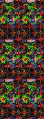 Yaz çiçekleri teması. Siyah ve yeşil renkler. Klasik çiçekler. Suluboya resim taklit Raster çizimi. El çizimi soyut süslü elementler.