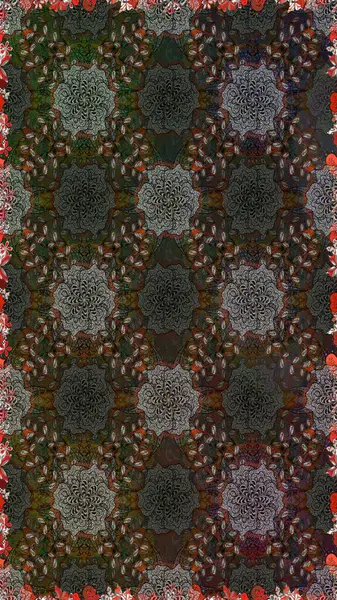 Gri ve kahverengi renkte güzel çiçekler, suluboya çiçek desenleri, duvar kağıdı, kart veya kumaş için fayanslı desenler. Raster..