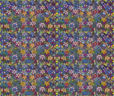 Beautiful fabric pattern. Raster illustration. Cute seamless floral print with spring flowers.