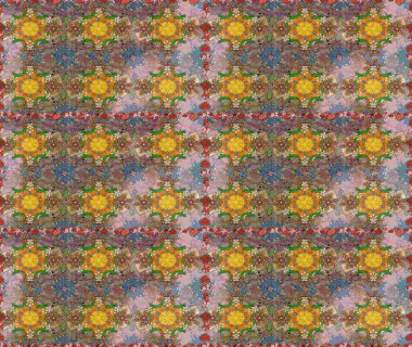 Kahverengi renkli çiçekler. Raster illüstrasyonu. Raster illüstrasyonu. Asya tekstil tarzında. Çiçek desenini çiz.