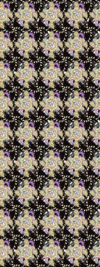 Raster deseni. Bahar çiçekleri dallı desen, siyah renkler çiçekli siluet..