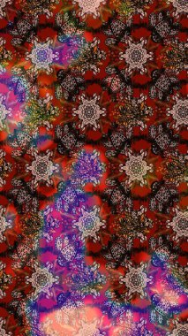 Kahverengi ve kırmızı renkler. Yaz çiçekleri teması. Klasik çiçekler. El çizimi, soyut ve süslü elementler. Suluboya resim taklit Raster illüstrasyonu.