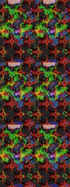 Yaz çiçekleri teması. Siyah ve yeşil renkler. Klasik çiçekler. Suluboya resim taklit Raster çizimi. El çizimi soyut süslü elementler.