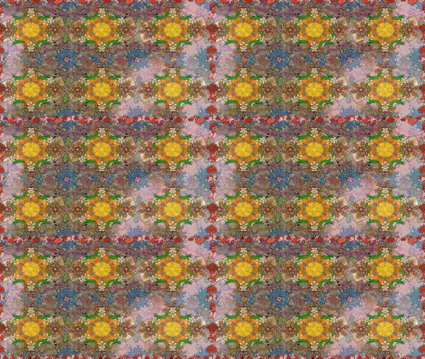 Kahverengi renkli çiçekler. Raster illüstrasyonu. Raster illüstrasyonu. Asya tekstil tarzında. Çiçek desenini çiz.