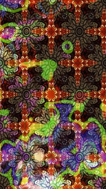 Renkli Bahar Teması eskiz kalıbı. Raster illüstrasyonundaki çiçek desenli çizim. Süslü kumaş deseni. Düz Çiçek Elementleri Tasarımı.