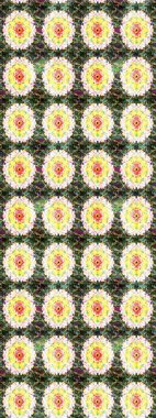 Raster Illustrasyon 'daki Çiçek Deseni' nin son moda çizimi. Düz Çiçek Elementleri Tasarımı. Renkli Yaz Temalı eskiz kalıbı. Yeşil renkte çiçekler.