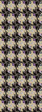 Raster deseni. Bahar çiçekleri dallı desen, siyah renkler çiçekli siluet..