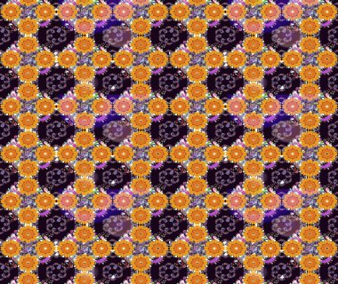 Siyah renkli şirin çiçek deseni. Raster Modaya uygun kumaş deseni. Renkli Bahar Teması eskiz kalıbı. Düz Çiçek Elementleri Tasarımı.