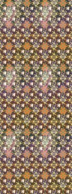 Kahverengi renklere karalama yapan çiçek desenli çizim. Raster illüstrasyonu.