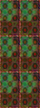 Kahverengi ve yeşil çiçekli kusursuz desen, suluboya çiçek deseni, sevimli çiçek, duvar kağıdı, kart veya kumaş için fayanslı. Raster - stok.