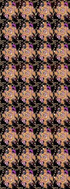 Raster deseni. Raster illüstrasyonu. Nazik, yaz çiçekleri siyah renklerde. Küçük çiçekte sevimli çiçek deseni var..