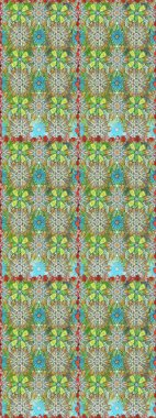 Çocuksu tasarım. Tarafsız ve yeşil zeminde. Tekstil, kumaş, ambalaj, hatıra defteri için hoş bir çiçek arkaplanı. Elle çizilmiş karalama çiçekleri ile pürüzsüz desen.