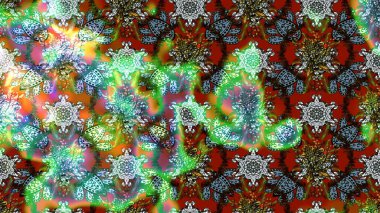 Suluboya elle çizilmiş çiçek desenli eskiz deseni. Parlak renkli fantezi çiçekleri, yapraklar, yeşil ve kahverengi renkli tomurcuklar yeşil ve kahverengi.