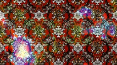 Raster Çiçek İllüstrasyonu güzel tekstil. Kahverengi ve kırmızı renkte etnik çiçeklerle süslenmiş zarif bir eskiz..