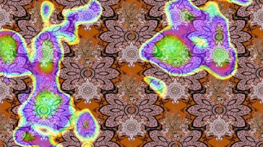 Modern çiçek arkaplanı. Moda baskıları için zarif bir şablon. Halk tarzı. Rengarenk çiçekleri ve yaprakları nötr ve kahverengi renklerde olan inanılmaz bir çiçek deseni..