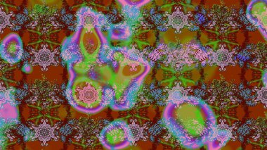 Kahverengi ve yeşil renklerde yaz çiçekleri. Raster illüstrasyonu. Raster çiçek desenli ve çiçekli..