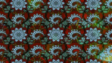 Çiçek. Mavi ve kahverengi renklerde. Raster illüstrasyonu. Taslak dekoratif arka plan, çiçek mandala.