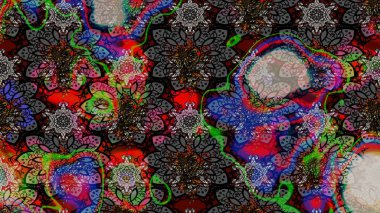 Eskiz geçmişi. Raster illüstrasyonu. Kumaş, tekstil, duvar kağıdı baskısı için. Eski usul. Miles Fleur, süslü püslü bir süs. Tomurcukları papatya çiçekleri olan sevimli bir çiçek deseni..