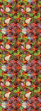 Kırmızı ve bej renkli çiçekler. El çizimi çiçekli soyut çizim kalıbı. Raster illüstrasyonu.