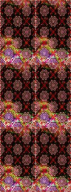 Renkli Bahar Temalı Kusursuz Arkaplan. Düz Çiçek Elementleri Tasarımı. Raster illüstrasyonunda kusursuz çiçek deseni. Siyah ve kahverengi renkte çiçekler.