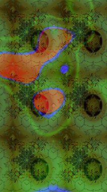 Raster deseni. Küçük çiçekteki sevimli çiçek deseni. Raster illüstrasyonu. Yeşil ve kahverengi renkte yaz çiçekleri..