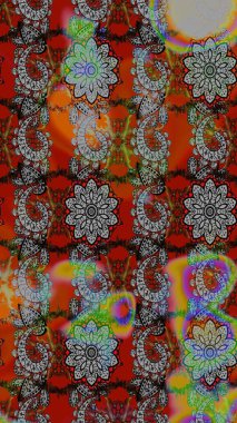 El çizimi çiçek çizimi deseni (fayans). Tekstil için suluboya eskiz deseni. Şirin çiçekli, desenli, rengarenk çizim deseni.