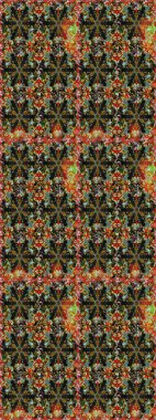 El yapımı dekoratif çerçeve, albüm kapağı, tebrik kartı, klasik Art deco tarzı. Raster soyut çiçek çelengi altın karalama fantezi yaprakları ve kahverengi renkte çiçek.