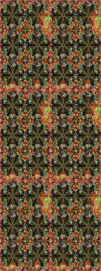 El yapımı dekoratif çerçeve, albüm kapağı, tebrik kartı, klasik Art deco tarzı. Raster soyut çiçek çelengi altın karalama fantezi yaprakları ve kahverengi renkte çiçek.