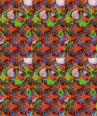 Kahverengi çiçekli eskiz deseni, suluboya çiçek deseni, sevimli çiçek, duvar kağıdı, kart veya kumaş için fayanslı. Raster - stok.