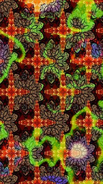 Renkli Bahar Teması eskiz kalıbı. Raster illüstrasyonundaki çiçek desenli çizim. Süslü kumaş deseni. Düz Çiçek Elementleri Tasarımı.