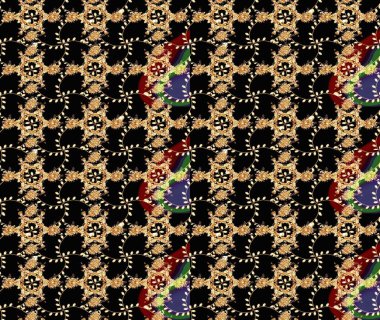 Raster deseni. Bahar çiçekleri dallı desen, siyah renkler çiçekli siluet..