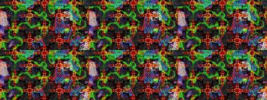 Çiçek tasarımı için inanılmaz bir kolaj cenneti tarzı. Çiçekli zambakların eskiz geçmişi. Parlak çiçekli kolaj çiçekleri siyah ve yeşil.