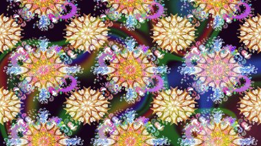 Çiçek buketleriyle klasik bir eskiz şekli. Raster illüstrasyonu. Tarafsız renklerde.