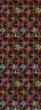 Raster illüstrasyonu. Şirin çiçekli eskiz deseni ve kahverengi ve siyah renkli yapraklar, suluboya çiçek deseni, duvar kağıdı, kart veya kumaş için fayanslı.