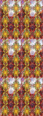 Raster illüstrasyonu. Çiçek desenli çizim. Kahverengi renkli Asyalı tekstil.