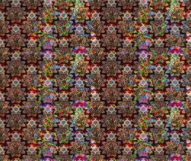 Çizim kalıbı. Ultraviyole kumaş deseni. Raster illüstrasyonu. Organik motif arkaplanı.